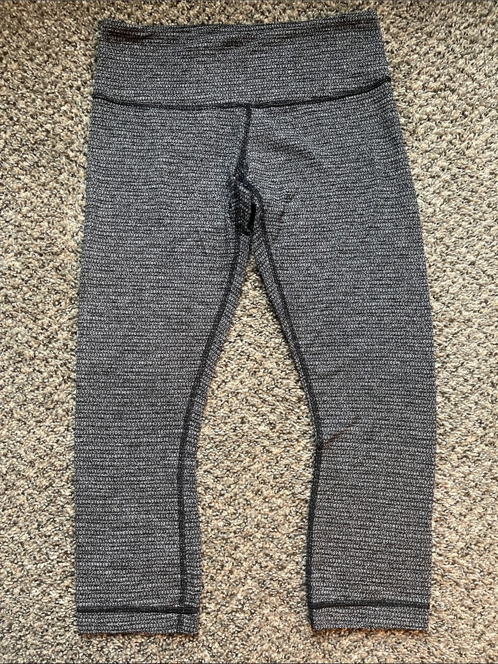 Lululemon OG Wunder Under Crop - Black Heathered Coal Mini Check?; Size 6